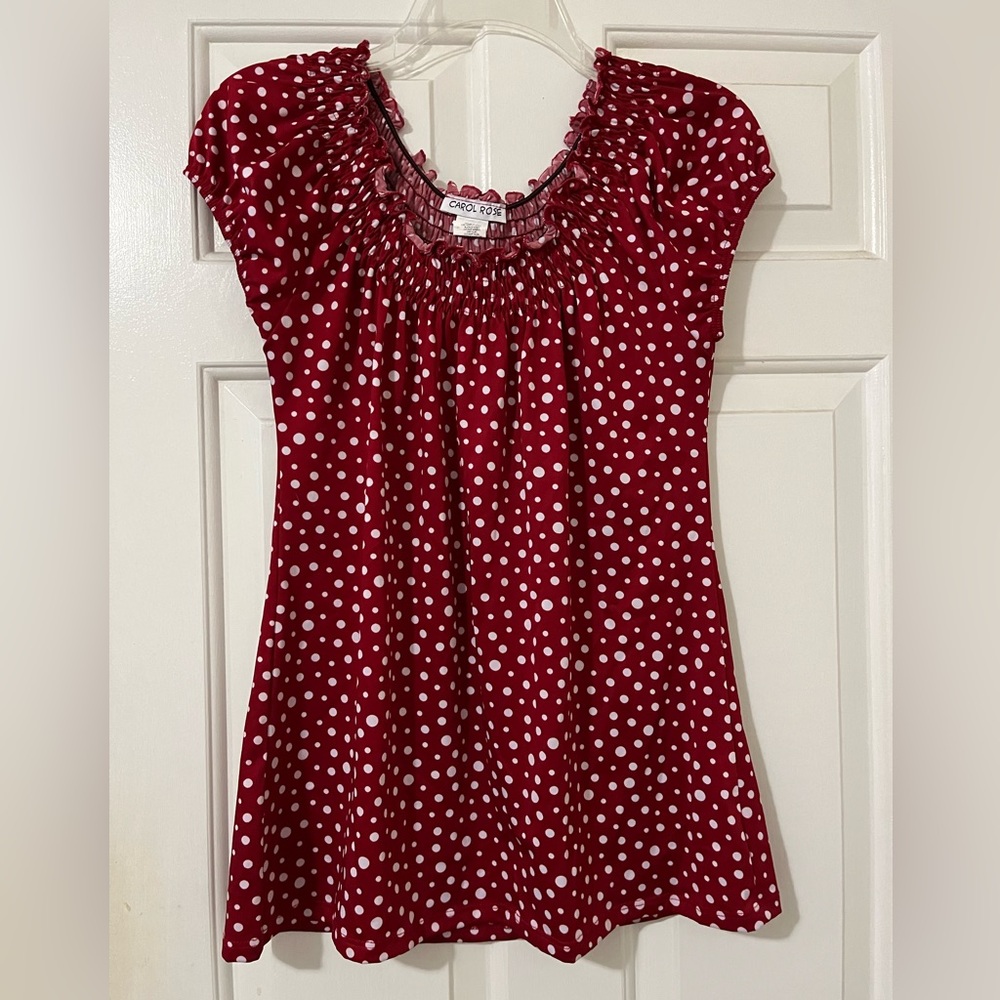 Red polka dot short sleeve shirt